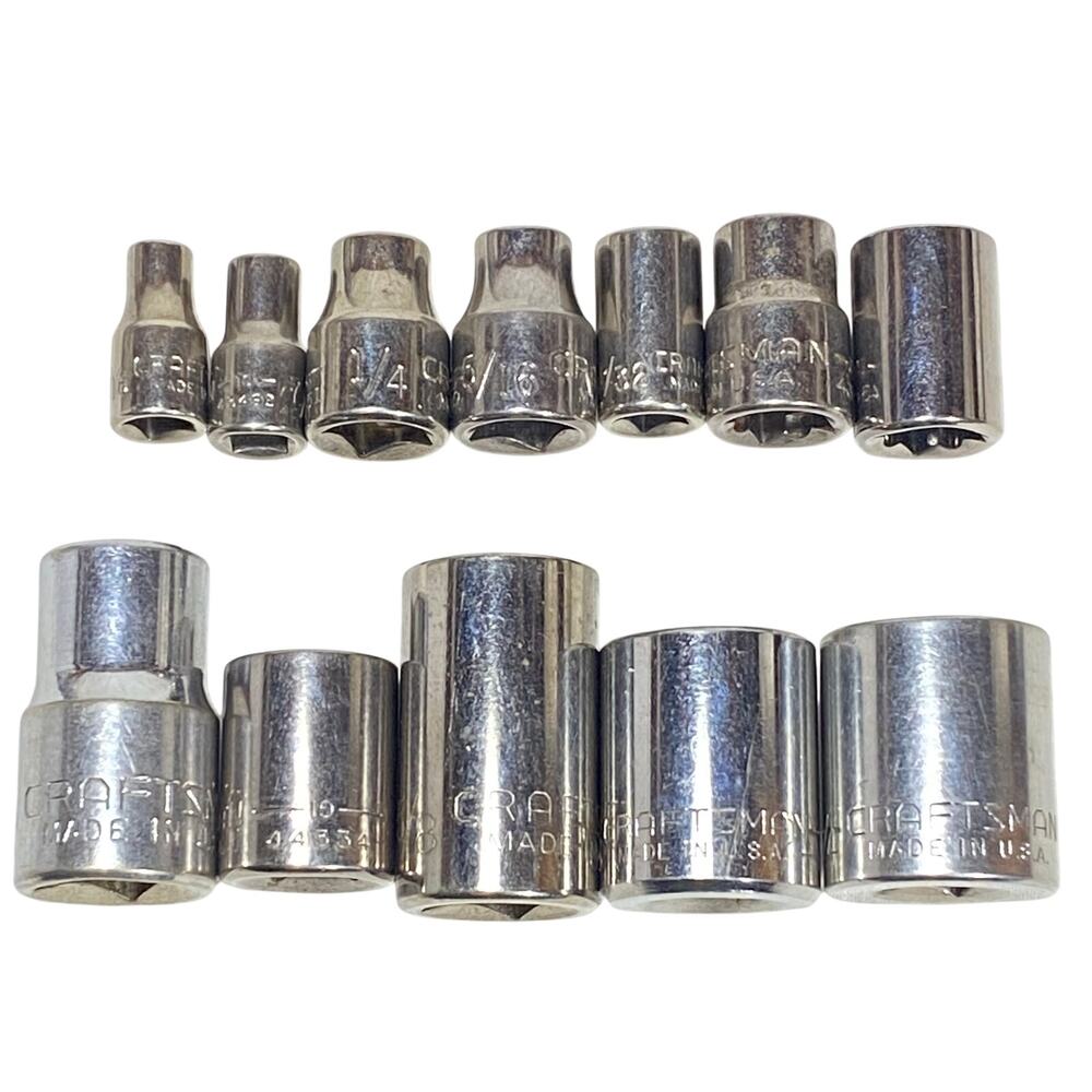 Craftsman 12 Pc Socket Set 1/4" 1/2" Drive 3/16-3/4” SAE 6-12 Pt Shallow